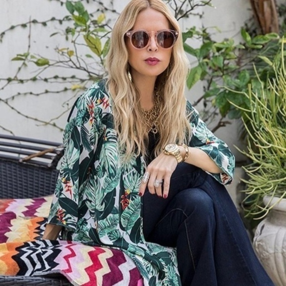 Rachel Zoe | Tropical Palm  Print Duster OS